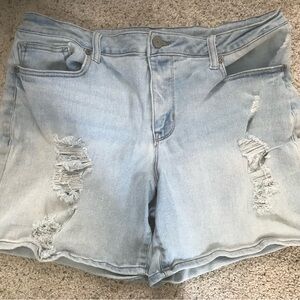 Maurice's Light Blue Distressed Denim Shorts